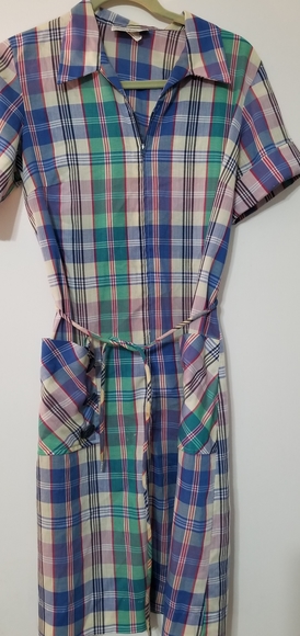 Vintage Lauren Originals plaid shift dress 14 - Picture 2 of 6